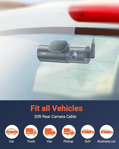 كاميرا خلفية Vantrue N5S 1440P قابلة للتعديل، رؤية زاوية واسعة 165 درجة، رؤية ليلية متقدمة، HDR، مناسبة لمعظم السيارات والبيك اب والشاحنات وسيارات الدفع الرباعي والشاحنات الصغيرة وسيارات السيدان (RC10) in Kuwait