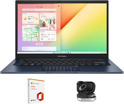 ASUS Vivobook 14 Laptop,14" FHD Laptop for Student Business Home School, Intel Core 5 120U, 16GB RAM 512GB SSD, Numeric Keypad, Office 19 Lifetime & Bundle, Windows 11 Pro, Quiet Blue in Kuwait