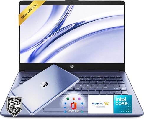 كمبيوتر محمول HP مقاس 14 بوصة باللون الأزرق الملكي - دفتر طلابي نابض بالحياة وأنيق، ذاكرة وصول عشوائي سعتها 8 جيجابايت، تخزين 1.1 تيرابايت (64 جيجابايت eMMC + 1 تيرابايت OneDrive)، متضمن Microsoft 365، معالج Intel 4-Core، Windows 11 in Kuwait