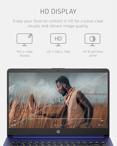 كمبيوتر محمول HP مقاس 14 بوصة باللون الأزرق الملكي - دفتر طلابي نابض بالحياة وأنيق، ذاكرة وصول عشوائي سعتها 8 جيجابايت، تخزين 1.1 تيرابايت (64 جيجابايت eMMC + 1 تيرابايت OneDrive)، متضمن Microsoft 365، معالج Intel 4-Core، Windows 11 in Kuwait