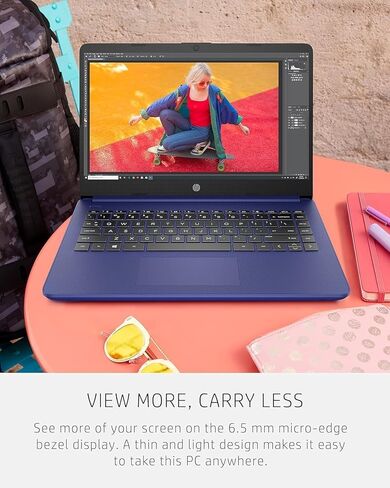 كمبيوتر محمول HP مقاس 14 بوصة باللون الأزرق الملكي - دفتر طلابي نابض بالحياة وأنيق، ذاكرة وصول عشوائي سعتها 8 جيجابايت، تخزين 1.1 تيرابايت (64 جيجابايت eMMC + 1 تيرابايت OneDrive)، متضمن Microsoft 365، معالج Intel 4-Core، Windows 11 in Kuwait