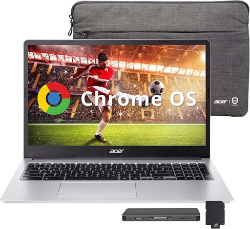 acer Chromebook 315 15.6" FHD Laptop, Intel Celeron N4500, 4GB LPDDR4 RAM, 1TB Storage (64GB eMMC + 1TB Docking Station Set), UHD Graphics, Full-Size Keyboard, Wi-Fi 6, Chrome OS, Silver in Kuwait