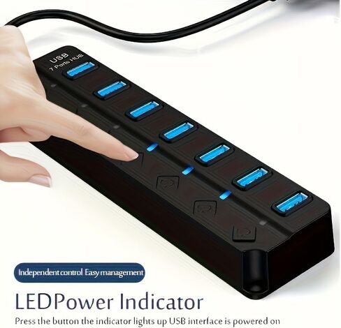 USB Hub Power Expansion Tool, USB Port Adapter Built with USB 3.0 Hub for PC and Laptop Connectivity in Saudi Arabia