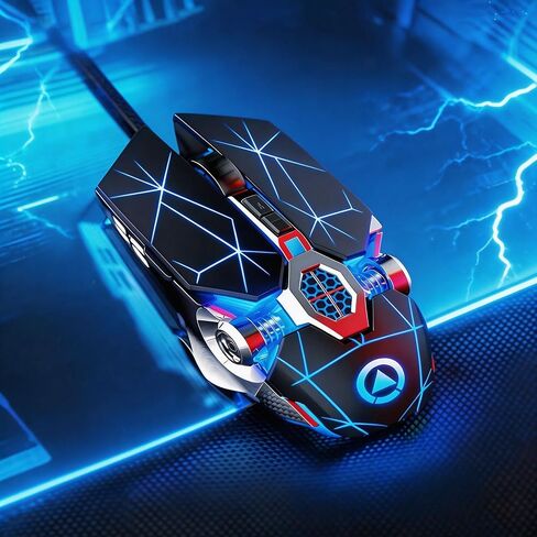 【Water Cooled Light Effect & Low Noise - USB】2026 Upgrade Edition Gaming Laptop Optical Wired Silent Mouse, Mouse Macro,DPI up to 3200,Plug and Play,Ergonomic Design,Switchable and Close Light Effects in Saudi Arabia