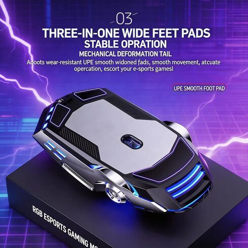【Water Cooled Light Effect & Low Noise - USB】2026 Upgrade Edition Gaming Laptop Optical Wired Silent Mouse, Mouse Macro,DPI up to 3200,Plug and Play,Ergonomic Design,Switchable and Close Light Effects in Kuwait