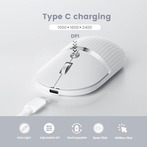 ProtoArc HubMouse, USB C Wireless Bluetooth Mouse with Built-in 3-Port Hub (PD, HDMI, USB 3.0), Multi-Device Silent Rechargeable Travel Mouse for Laptop, iPad, MacBook, Surface Pro, White in Kuwait