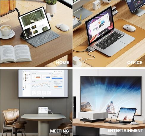 ProtoArc HubMouse, USB C Wireless Bluetooth Mouse with Built-in 3-Port Hub (PD, HDMI, USB 3.0), Multi-Device Silent Rechargeable Travel Mouse for Laptop, iPad, MacBook, Surface Pro, White in Kuwait