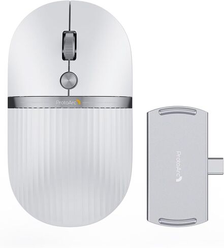 ProtoArc HubMouse, USB C Wireless Bluetooth Mouse with Built-in 3-Port Hub (PD, HDMI, USB 3.0), Multi-Device Silent Rechargeable Travel Mouse for Laptop, iPad, MacBook, Surface Pro, White in Kuwait