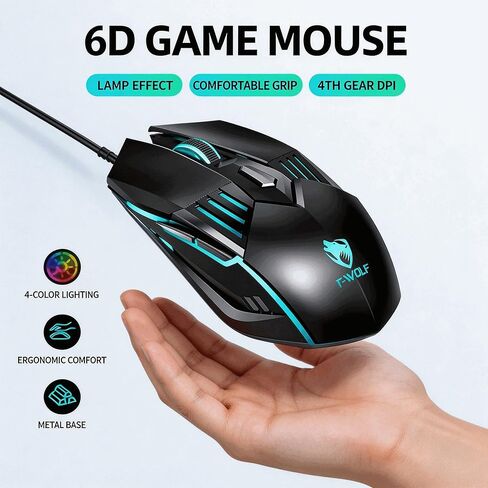 【 2026 Upgraded - 53 inch Cable Length 】2026 Upgrade Edition High Performance Mechanical Mouse for Wired Gaming-3600 DPI Optical Sensor-Easy USB Connection-Precise Control - built-in anti Slip Roller in Kuwait