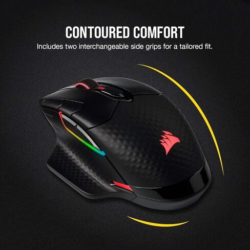 ماوس الألعاب Corsair Dark CORE RGB PRO SE اللاسلكي FPS/MOBA مع شحن Qi - 18000 نقطة في البوصة - 8 أزرار قابلة للبرمجة - لاسلكي فرعي 1 مللي ثانية - متوافق مع iCUE - الكمبيوتر الشخصي، Mac، PS5، PS4، Xbox - أسود in Kuwait