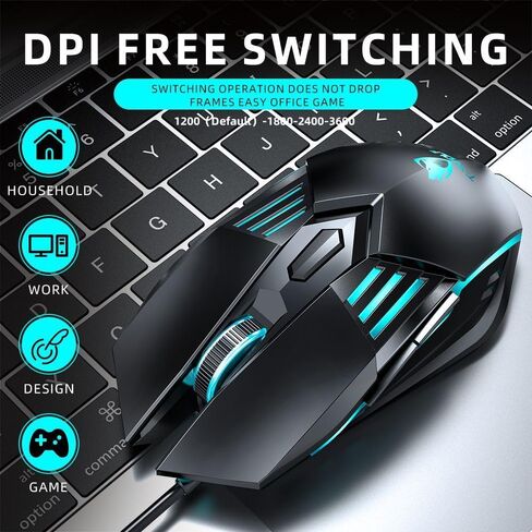【 2026 Upgraded - 53 inch Cable Length 】2026 Upgrade Edition High Performance Mechanical Mouse for Wired Gaming-3600 DPI Optical Sensor-Easy USB Connection-Precise Control - built-in anti Slip Roller in Kuwait