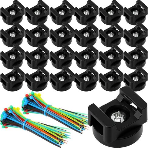 Yookeer 24 Pcs Magnet Zip Tie Mount Heavy-duty Magnetic Zip Tie Mounts Multipurpose Wire Cable Holder Mount with 120 Pcs Nylon Cable Ties for Home Office Wire Management(22mm) in Kuwait