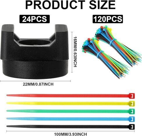 Yookeer 24 Pcs Magnet Zip Tie Mount Heavy-duty Magnetic Zip Tie Mounts Multipurpose Wire Cable Holder Mount with 120 Pcs Nylon Cable Ties for Home Office Wire Management(22mm) in Kuwait