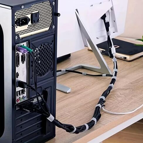 ربطات كابلات بخطاف وحلقة، 3 لفات منظم سلك قابل لإعادة الاستخدام - روابط شديدة التحمل غير قابلة للقطع للأسلاك والشواحن والإلكترونيات وورش عمل المكاتب المنزلية وإدارة الكابلات بنفسك in Kuwait