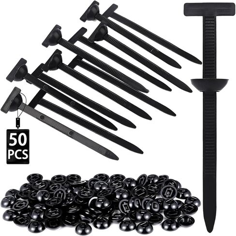 50 Pcs Nylon Universal Cable Tie Buckle - Upgraded Multifunctional Nylon Zip Ties with Pin & Button Design, Heavy Duty Plastic Rivet T Zip Ties Style, for Car Daily Repair in Kuwait