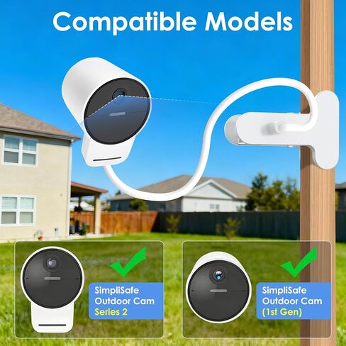 حامل كاميرا مرن مكون من قطعتين لسلسلة كاميرات SimpliSafe الخارجية الجيل 2/1، حامل مشبك قابل للتعديل، بدون حامل للحفر للأماكن الداخلية والخارجية (أبيض) in Kuwait