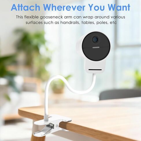 حامل كاميرا مرن مكون من قطعتين لسلسلة كاميرات SimpliSafe الخارجية الجيل 2/1، حامل مشبك قابل للتعديل، بدون حامل للحفر للأماكن الداخلية والخارجية (أبيض) in Kuwait