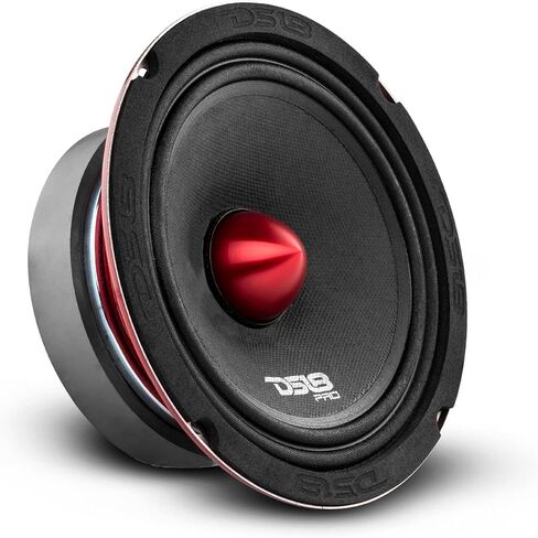 DS18 PRO-X6BM Loudspeaker - 6.5", Midrange, Red Aluminum Bullet, 500W Max, 250W RMS, 8 Ohms - Premium Quality Audio Door Speakers for Car or Truck Stereo Sound System - 2 Speakers in Kuwait
