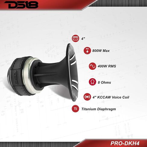 DS18 PRO-DKH4 800 Watts Compression Driver with Aluminum Horn - 4", Black/Silver in Kuwait