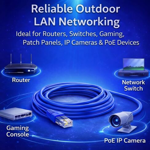 | كابل إيثرنت Cat6 خارجي بطول 1000 قدم - 23AWG Solid CCA UTP، وسترة LDPE مقاومة للطقس، وكابل LAN لجهاز التوجيه، والمحول، وكاميرا IP وPoE - بكرة خشبية in Kuwait