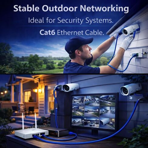 | كابل إيثرنت Cat6 خارجي بطول 1000 قدم - 23AWG Solid CCA UTP، وسترة LDPE مقاومة للطقس، وكابل LAN لجهاز التوجيه، والمحول، وكاميرا IP وPoE - بكرة خشبية in Kuwait
