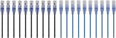 Monoprice - كابل تصحيح إيثرنت 115165 SlimRun Cat6A - سلك RJ45 UTP سلك نحاسي نقي نقي 10 أقدام أسود و115154 كابل تصحيح إيثرنت SlimRun Cat6A - Snagless RJ45 3 أقدام أزرق in Kuwait