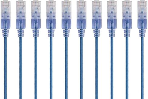Monoprice - كابل تصحيح إيثرنت 115165 SlimRun Cat6A - سلك RJ45 UTP سلك نحاسي نقي نقي 10 أقدام أسود و115154 كابل تصحيح إيثرنت SlimRun Cat6A - Snagless RJ45 3 أقدام أزرق in Kuwait