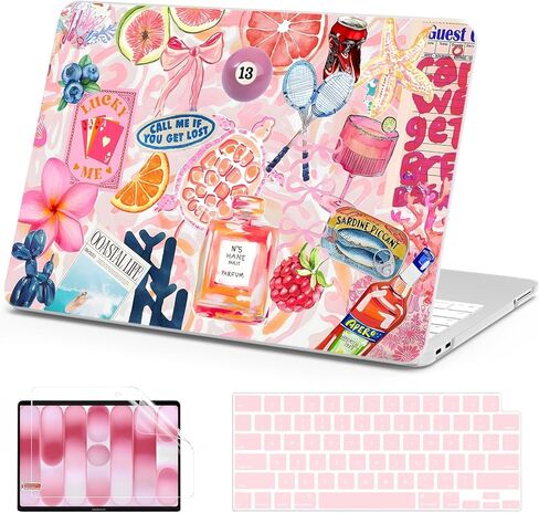 AKIT Compatible with MacBook Neo Case 13 inch 2026 Release, Unique Pattern Plastic Hard Shell Laptop Case+Screen Protector+Keyboard Cover for New MacBook Neo 13 inch A3404 (A18 Pro Chip), SumPink in Saudi Arabia