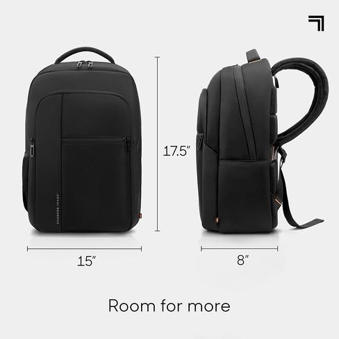 Sharper Image Laptop Backpack for Men and Women, 35L Water Resistant Computer Bag for Work Business Travel, Heavy Duty College School Backpacks, Fits 16" Laptops/Notebook, Black (Signature Collection) in Kuwait