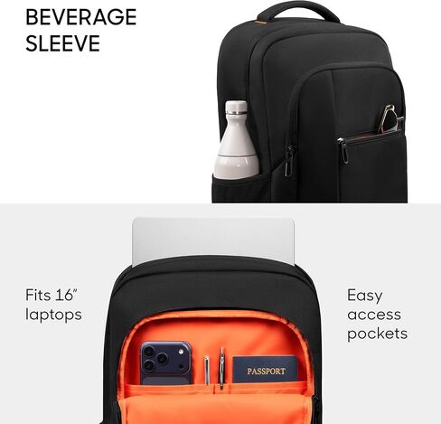 Sharper Image Laptop Backpack for Men and Women, 35L Water Resistant Computer Bag for Work Business Travel, Heavy Duty College School Backpacks, Fits 16" Laptops/Notebook, Black (Signature Collection) in Kuwait