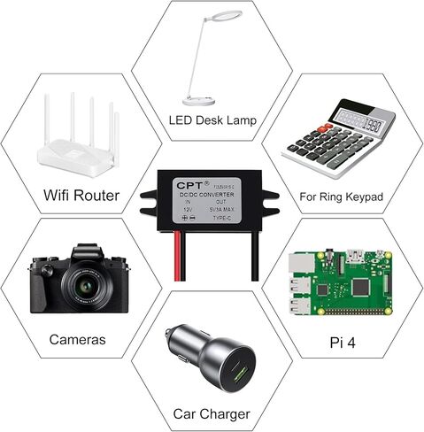 AITRIP 1PCS DC 12V إلى 5V 3A 15W Buck Converter، تنحى منظم الجهد، USB Type-C محول طاقة مقاوم للماء لـ Raspberry Pi 4، الهاتف، السيارة in Kuwait