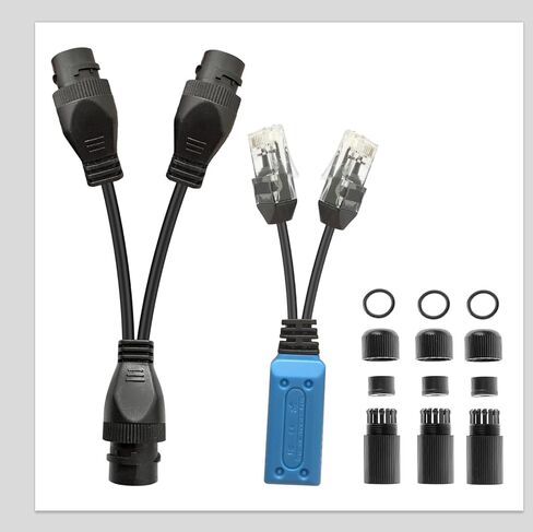 POE Combiner Splitter Adapter, Network Transmitter for 2 IP Cameras on 1 Cable, Compatible with POE Switches and Monitoring Cameras in Kuwait