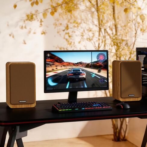 Powered Bookshelf Speakers - Studio Monitor Bookshelf Speakers 36W RMS - Active Bookshelf Speakers,BT 5.4 Wireless Speakers USB Digital Audio Studio Monitors Compatible with Turntable,Record Player,PC in Kuwait
