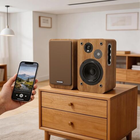 Powered Bookshelf Speakers - Studio Monitor Bookshelf Speakers 36W RMS - Active Bookshelf Speakers,BT 5.4 Wireless Speakers USB Digital Audio Studio Monitors Compatible with Turntable,Record Player,PC in Kuwait