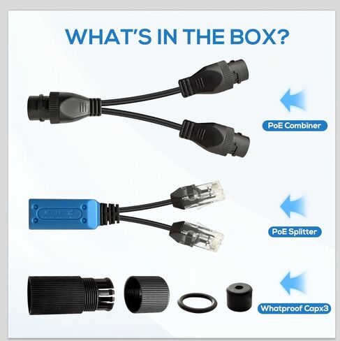 POE Combiner Splitter Adapter, Network Transmitter for 2 IP Cameras on 1 Cable, Compatible with POE Switches and Monitoring Cameras in Kuwait