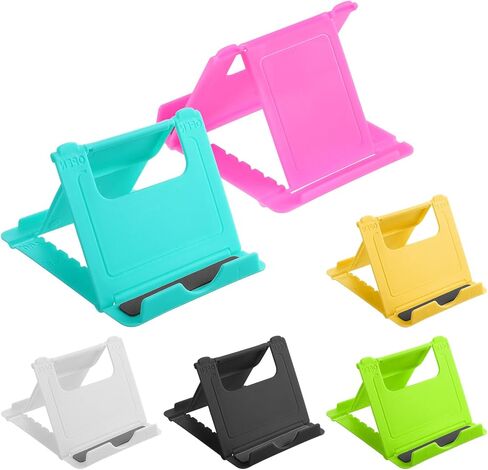 6 Pack Foldable Cell Phone Stand Holder, Portable Cell Phone Stand Holder for Desk, Adjustable Desk Kickstand Pocket-Sized Mount Universal Desktop Kickstand for Phones, Android, 6 Colors in Kuwait
