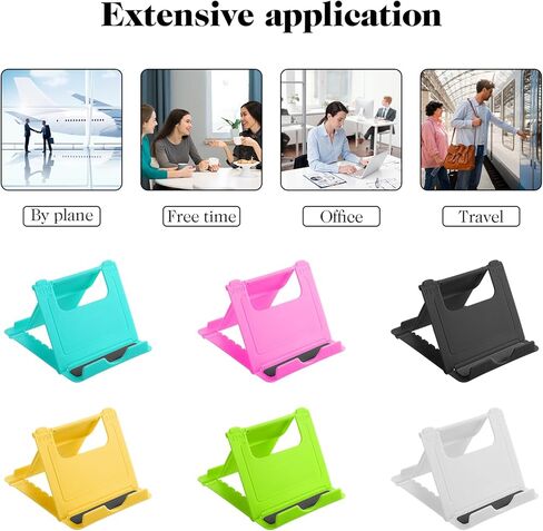 6 Pack Foldable Cell Phone Stand Holder, Portable Cell Phone Stand Holder for Desk, Adjustable Desk Kickstand Pocket-Sized Mount Universal Desktop Kickstand for Phones, Android, 6 Colors in Kuwait