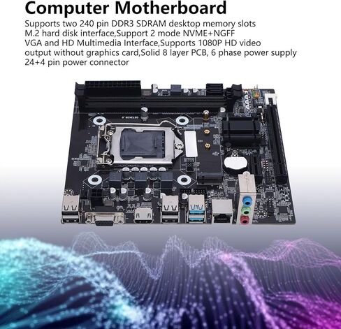 PUSOKEI H81 Gaming Motherboard, LGA 1150 Socket M ATX DDR3 1600MHz 16GB RAM with M.2 NVMe NGFF PCIe 6Gb / s, for Core i3 i5 i7 4th Gen E3 V3 Celeron G Series 22nm CPU in Kuwait