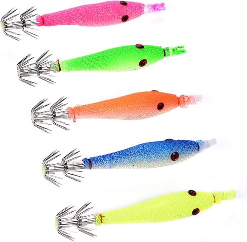 Fishing Baits Hooks,5pcs Tube Bait Hooks Crappie Fish Baits Luminous Hooks Fishing Accessory in Kuwait