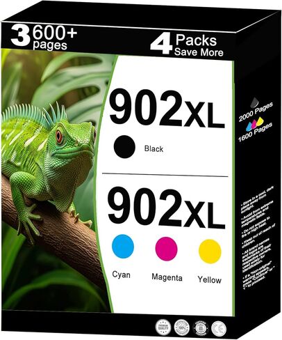 902 XL Ink Cartridges Combo Pack Replacement for HP 902XL to use with OfficeJet 6978 6968 6958 6970 6960 6975 6962 6950 6954 6951 6956 6961 6963 6964 Printer with V13.2.1 Chip (C/M/Y/K,4-Pack) in Kuwait
