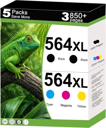 564XL 564 XL خراطيش الحبر التحرير والسرد حزمة استبدال لhp564xl يصلح ل7520 6520 5520 3520 4620 7525 6525 6510 5510 7510 B8550 C6300 D5400 D7560 الطابعات 5 حزمة عالية الإنتاجية - أسود سماوي أرجواني أصفر in Kuwait