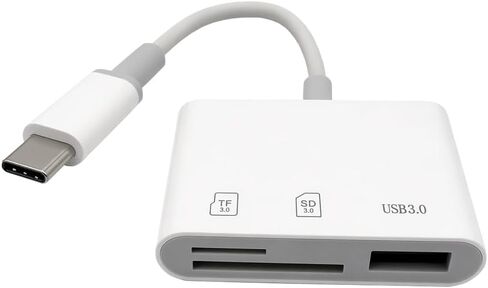 محول بطاقة USB 3.0 من النوع C SD/TF، ​​قارئ ذو فتحة مزدوجة بسرعة 5 جيجابت في الثانية، التوصيل والتشغيل لأجهزة MacBook وiPhone 15/16 وiPad Pro وSamsung Galaxy والكمبيوتر المحمول (أبيض قطعة واحدة) in Kuwait
