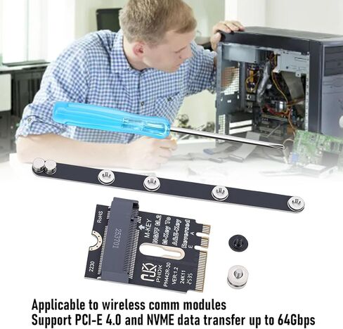 PUSOKEI M.2 A + E Key to M Key NVMe SSD Adapter, NGFF PCIe 4.0 Extension Card Male to Female for 2230 2242 2260 2280 SSD, Laptop Motherboard Expansion Converter with Bracket in Kuwait