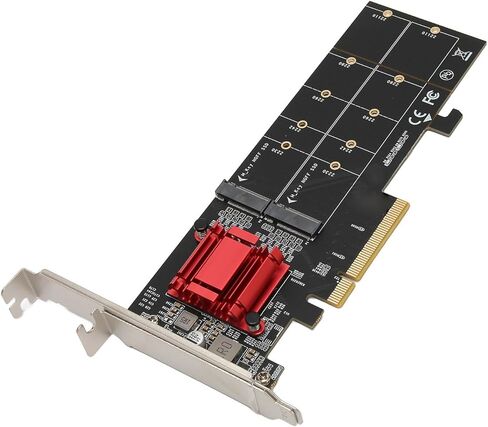 محول Focket Dual M.2 PCIe NVMe، وظيفة تشعب PCIe، بطاقة محول M.2 SSD مزدوجة، 3.1 X8 X16 مع دعم NVMe SSD 2230 2242 2260 2280 22110 لنظام التشغيل X in Kuwait