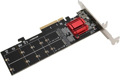 محول Focket Dual M.2 PCIe NVMe، وظيفة تشعب PCIe، بطاقة محول M.2 SSD مزدوجة، 3.1 X8 X16 مع دعم NVMe SSD 2230 2242 2260 2280 22110 لنظام التشغيل X in Kuwait