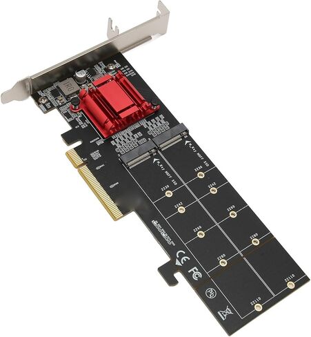 محول Focket Dual M.2 PCIe NVMe، وظيفة تشعب PCIe، بطاقة محول M.2 SSD مزدوجة، 3.1 X8 X16 مع دعم NVMe SSD 2230 2242 2260 2280 22110 لنظام التشغيل X in Kuwait