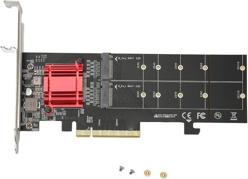 محول Focket Dual M.2 PCIe NVMe، وظيفة تشعب PCIe، بطاقة محول M.2 SSD مزدوجة، 3.1 X8 X16 مع دعم NVMe SSD 2230 2242 2260 2280 22110 لنظام التشغيل X in Kuwait