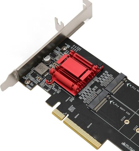 محول Focket Dual M.2 PCIe NVMe، وظيفة تشعب PCIe، بطاقة محول M.2 SSD مزدوجة، 3.1 X8 X16 مع دعم NVMe SSD 2230 2242 2260 2280 22110 لنظام التشغيل X in Kuwait