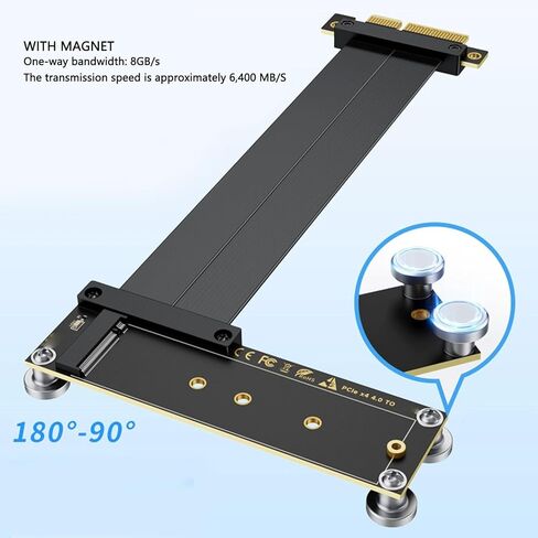 كابل تمديد GOWENIC PCIe 4.0 X4، بطاقة محول NVMe مغناطيسية 8 جيجابايت / ثانية مع موصل مطلي بالذهب، لجهاز توسيع GPU NIC اللوحة الأم لسطح المكتب in Kuwait