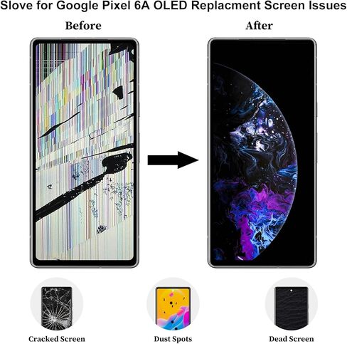 لشاشة Google Pixel 6A OLED البديلة التي تعمل باللمس، محول رقمي لشاشة LCD مجموعة كاملة مع مجموعة أدوات إصلاح موديل GX7AS GB62Z G1AZG 6.1 بوصة (يدعم بصمة الإصبع) in Kuwait